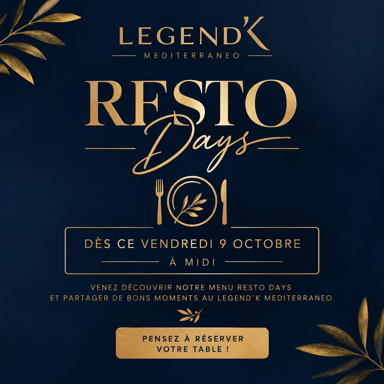 Resto Days au Legend'K Mediterraneo : venez découvrir notre menu Resto Days