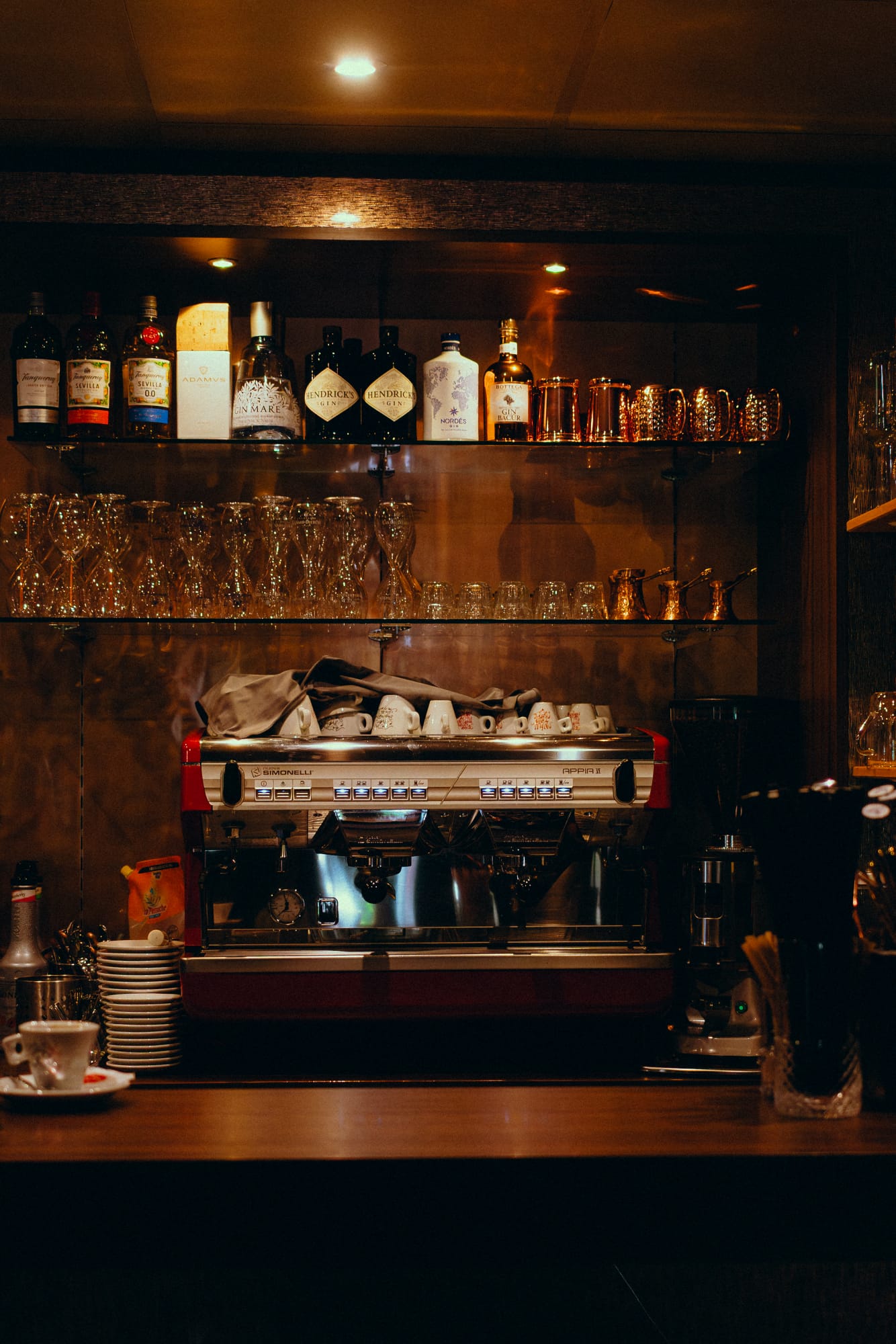 Bar et sélection de spiritueux